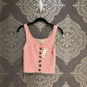 BNWT Jun & Ivy XS Pink Ribbed Crop Top with Buttons